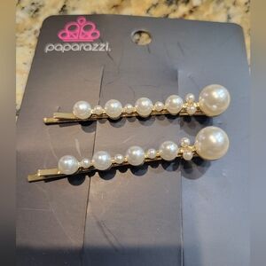 Paparazzi Gold and Pearl Hair Barrettes